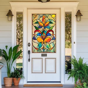 Classic Stained Glass Window Film Privacy Door Covering Static Cling Frosted Vinyl Customizable