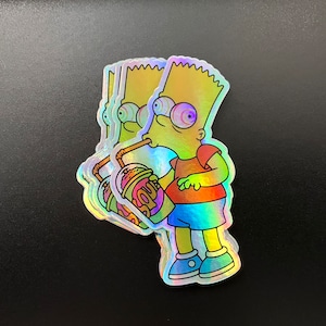 Bart or Milhouse Squishy Trippy Eyes Holographic 3in. Vinyl Sticker