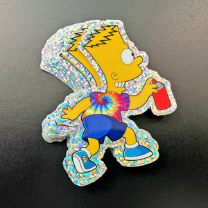 Grateful Bart Glitter Vinyl Stickers - 3in. Tall