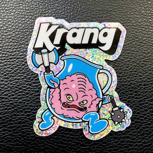 Krang Kool-aid Man Mashup Glitter Vinyl Stickers - 3in. Tall
