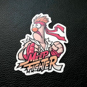 Meep Fighter - 3.3 in. tall durable matte vinyl sticker - Beaker Muppets Street Fighter Mashup Slaps