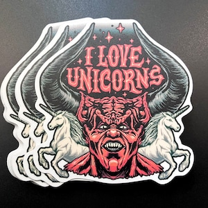 I Love Unicorns - Darkness from the movie Legend 3.5&quot; durable matte vinyl sticker