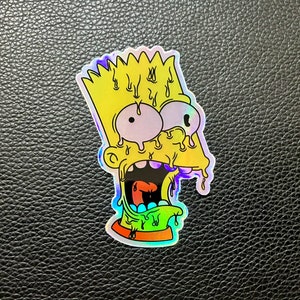 Dripping Bart Head- Holographic Vinyl Sticker - 3in. Tall - Simpsons Fanart Slaps