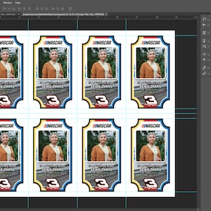 8-up gebedskaartsjabloon voor uitvaartcentra - "Dale Earnhardt" - US Letter-formaat - PSD Photoshop-bestand