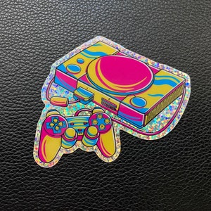 Colorful PS1 Glitter Vinyl - 3in Wide Sticker