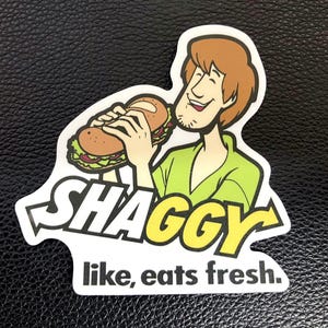 Shaggy, Like Eats Fresh! - Scooby Doo Subway Mashup Stickers - 3.6 in. tall Matte Vinyl