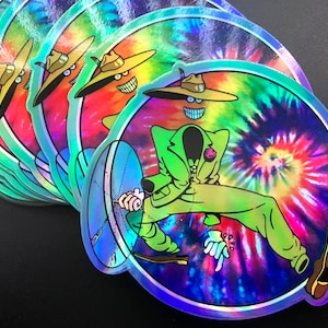 Shakedown Street Tie Dye Holographic Doo-dah Man Vinyl Sticker - 3&quot; Round