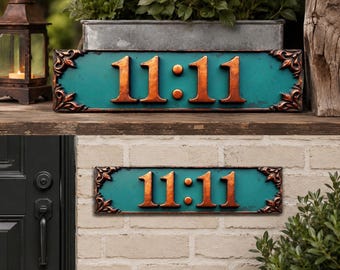 11:11 Angel Number Metal Sign, Rustic Vintage Spiritual Wall Art