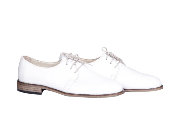 Handmade White Leather Oxford Shoes - Women's Dress Shoes - Etsy Australia