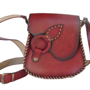 WOMEN RED Turksh 3mm Pflanzlich gegerbtes Handgefärbtes Büffelleder, Schultertasche, Crossbody Tasche, Lederhandtasche Ethnic, Tasche, Damen