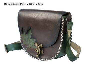 Bolso bandolera de piel de búfalo marrón oscuro: teñido a mano y curtido vegetal