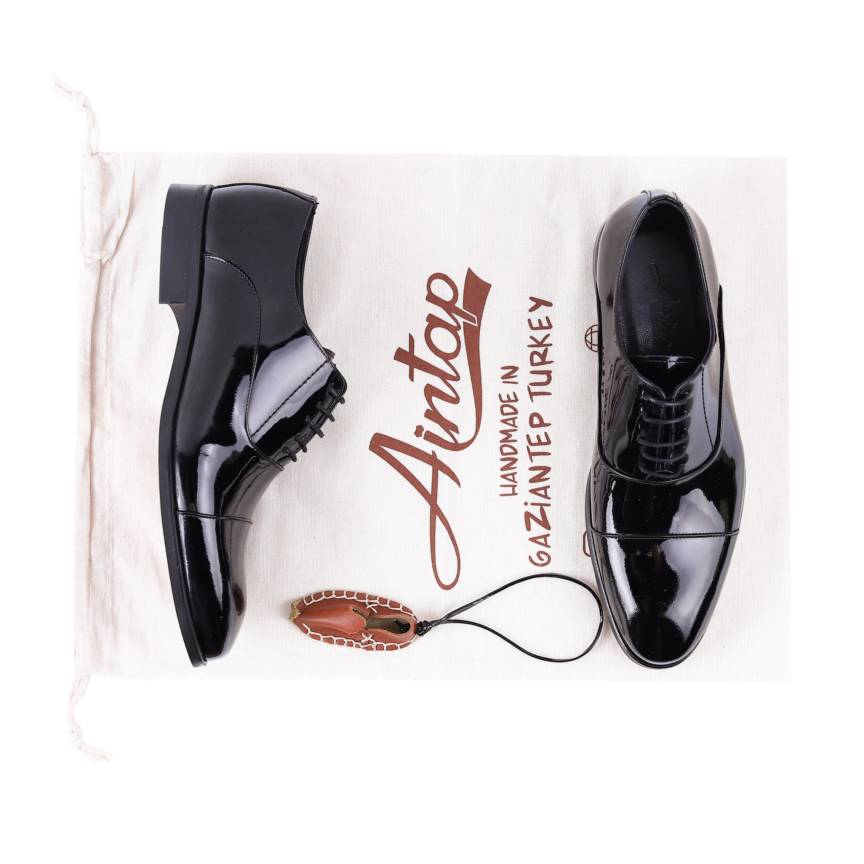 Men's Handmade Black Patent Leather Dress Shoes