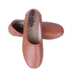 Women Flat Ballet TAN SMOOTH Leather, Handmade, Yemeni Slippers, Natural, Colorful, Slip-On image 7