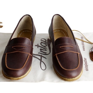 Handmade Dark Brown Leather Loafers: Women's Business Casual Shoes image 8