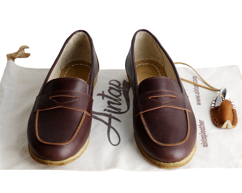 Handmade Dark Brown Leather Loafers: Women's Business Casual Shoes image 8
