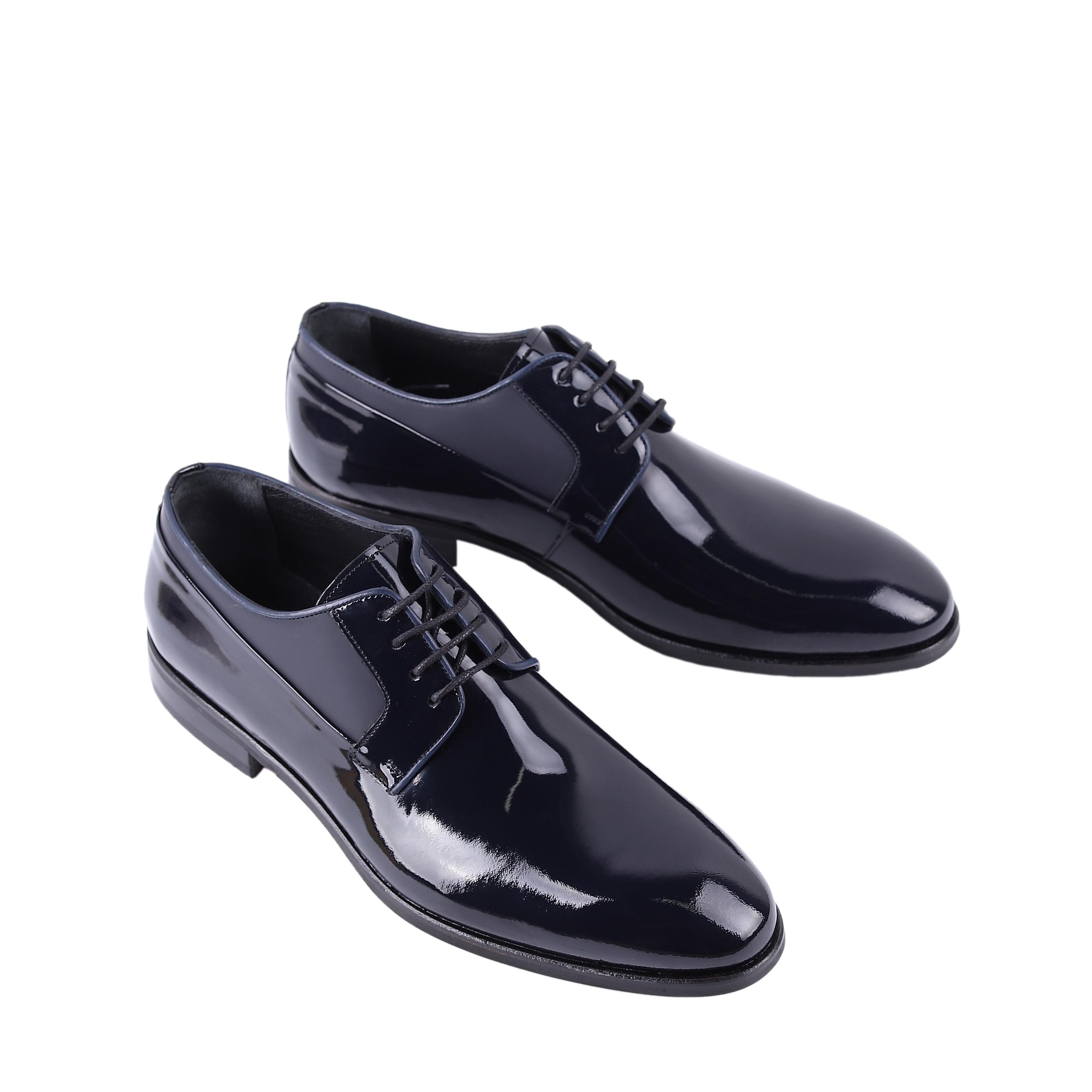 Leather Cleaner Patent Leather Shine Men's Handmade Navy Blue Patent  Leather Dress Shoes