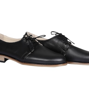 MEN Handmade OXFORD Dress Shoes, BLACK Smooth Leather, Natural, Colorful, 100% Leather Made in Turkey