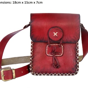 WOMEN RED Turksh 3mm pflanzlich gegerbtes Handfärbe Büffelleder, Schultertasche, Crossbody Tasche, Lederhandtasche Ethnic, Tasche, Damenhandtasche