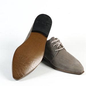 Point Toe Oxford GRAY NUBUCK Turkish Genuine Leather Handmade Point Toe Heeled Oxford, Natural, Colorful, Shoes image 4