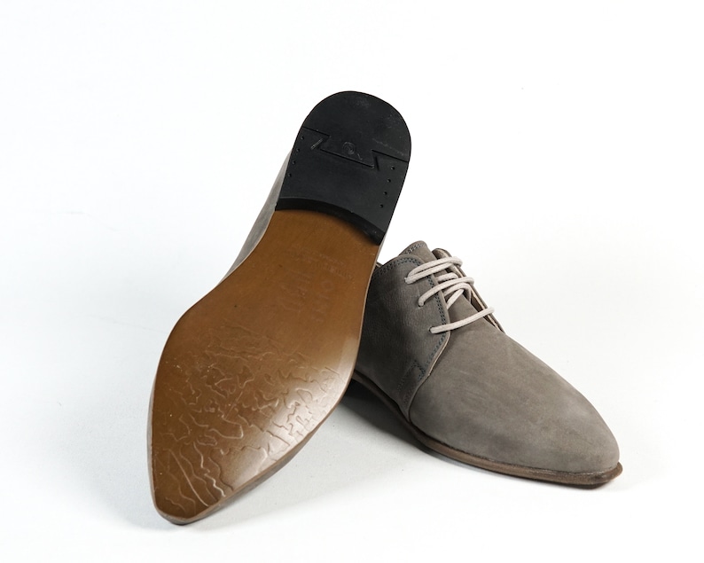 Point Toe Oxford GRAY NUBUCK Turkish Genuine Leather Handmade Point Toe Heeled Oxford, Natural, Colorful, Shoes image 4