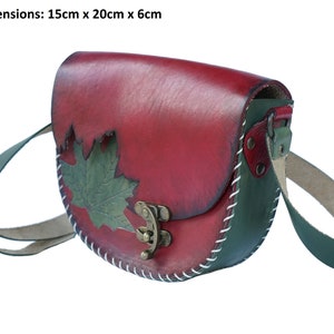WOMEN RED Turkısh 3mm Pflanzlich gegerbtes Handgefärbtes Büffelleder, Schultertasche, Crossbody-tasche, Lederhandtasche Ethnic