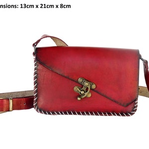 WOMEN RED Turkısh 3mm Pflanzlich gegerbtes Handfärbe Büffelleder, Schultertasche, Crossbody Tasche, Lederhandtasche Ethnic, Tasche, Damen Han