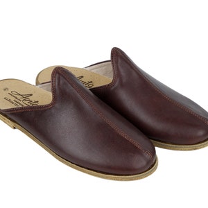 Women Mule DARKER Brown Smooth Turkish Genuine Leather, Handmade, Yemeni Slippers, Natural, Colorful, Slip-On