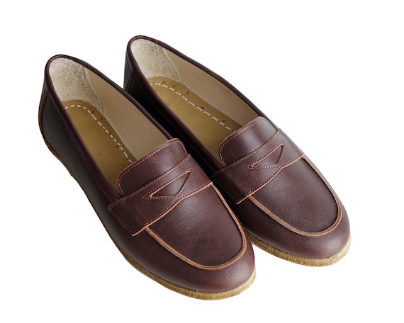 Handmade Dark Brown Leather Loafers: Women's Business Casual Shoes