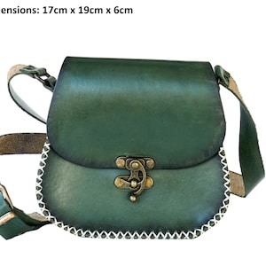 WOMEN GREEN Turkısh 3mm pflanzlich gegerbtes Handgefärbtes Büffelleder, Schultertasche, Crossbody-Tasche, Lederhandtasche Ethnic, Tasche, Damenhandtasche
