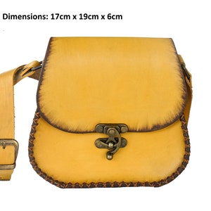 FRAUEN GELB Turkısh 3mm Pflanzlich gegerbtes Handfärbe Büffelleder, Schultertasche, Crossbody Tasche, Lederhandtasche Ethnic, Tasche, Damenhandtasche