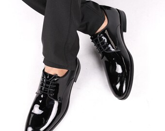 Men's Handmade Black Patent Leather Dress Shoes Men's Handmade Black Patent Leather Dress Shoes