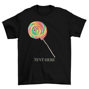 Customized Rainbow Lollipop Pattern Classic T-shirt, Custom Shirt Design Personalized Family T-shirt