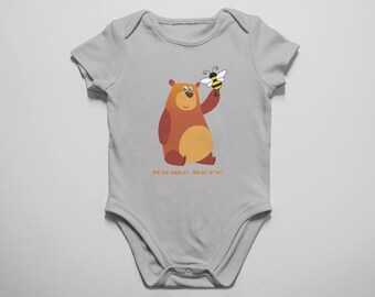 Personalized Bee-ars Bodysuit, Bear with Baby Bee Suit, Gift for Babies, Little Bee and Big Bear for Infant