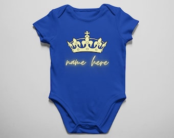 Customized Crown Prince Or Princess Personalized Bodysuit, onesie, toddler, cute design, custom text, cute custom design for baby.
