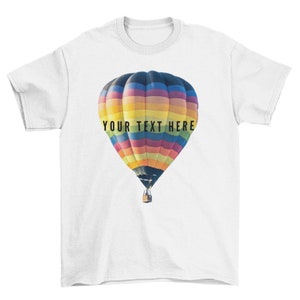 Customized Colorful Hot-Air Balloon T-Shirt Design with Customized Text, Recreational Design
