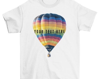 Customized Colorful Hot-Air Balloon T-Shirt Design with Customized Text, Recreational Design