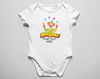 Customized Circus Clown  Bodysuit, Cute Little Baby Clown Design for Babies, Birthday Wear Celebrant Gift