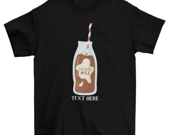 Customized Chocolate Milk Classic T-shirt, Bottle Shirt Print, Chocolate Drink Print Shirt, drink Design Shirt