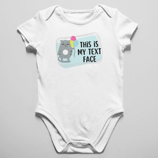 Customized This Is My Happy Face Bodysuit, cat , balloons, infant custom text, Onesies, Personalized Toddler Outfits Apparel For Infants