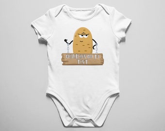 Customized Never Say No To Text Bodysuit, Sarcastic Potato Design Print, Personalized Quote Text Gift For Baby