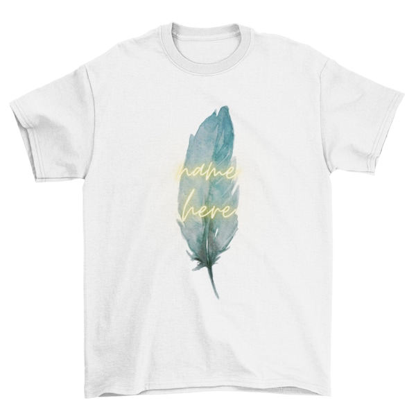 Customized Name Feather Personalized Shirt, Feather Pen Shirt Design, Feather Art Shirt, Green Feather Shirt, Feather lover Shirt