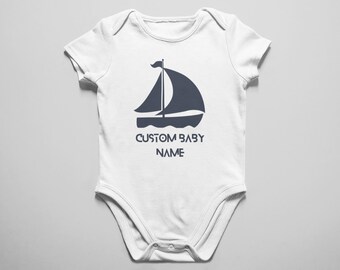Customized Family Name Nautical Sailor Baby Mommy Name Personalized Bodysuit