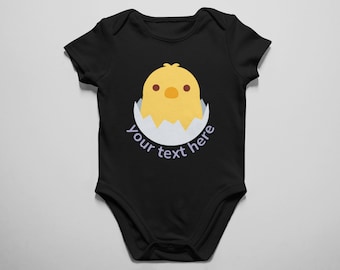 Customized Crack Egg With Cute Bird Bodysuit, Cute Yellow Chick Baby suit, Adorable Cute Chick