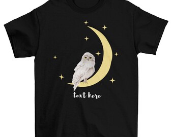 Customized Magical Owl With Moon And Stars Classic T-shirt, Personalized Gift for Someone, Family Tee Shirt