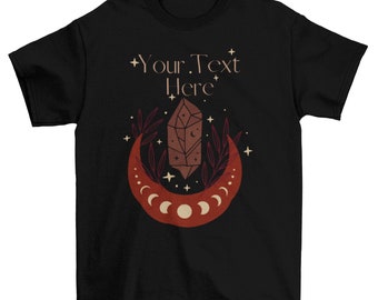 Customized Magical Moon And Huge Quartz - Gem T-Shirt Design With Customized Text