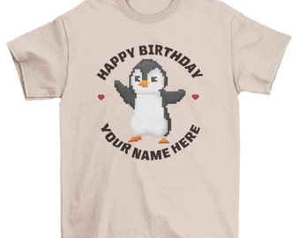 Personalized Penguin Birthday Shirt Tee T-Shirt
