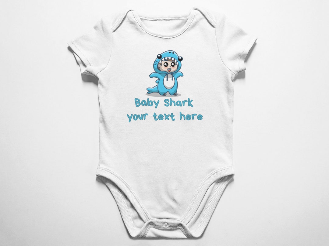 Customized Baby Shark Bodysuit, Personalized Text Cute Baby Shark