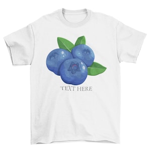 Customized Blueberries Fruit Print Classic T-shirt,  Personalized Shirt Adult, Men, Women Unisex T-shirt