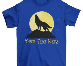 Customized Wolf On Moon Shirt Design, Howling Wolf  Moon , Personalized T-shirt