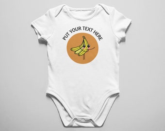 Customized Cute Banana Custom Text Bodysuit Baby Personalized Onesie Toddler